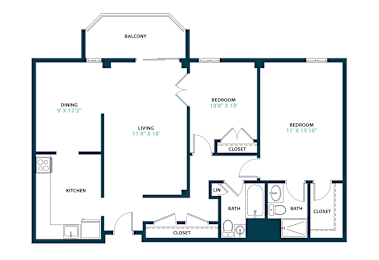 2 beds, 2 baths, 1,000 sqft, $2,105