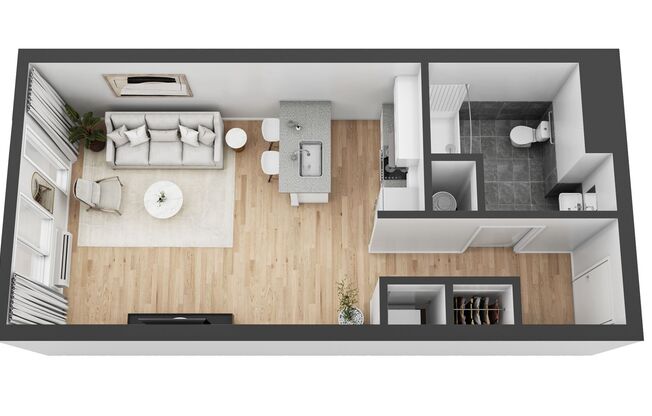 Studio, 1 bath, 450 sqft, $2,095, Unit 5C