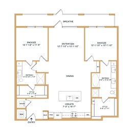 2 beds, 2 baths, 1,250 sqft, $2,215