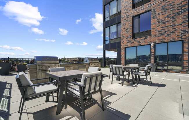 View of BBQ area at The Brick of Hackensack, Hackensack, New Jersey