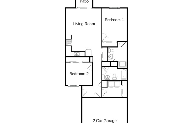 2 beds, 2 baths, 1,110 sqft, $1,645