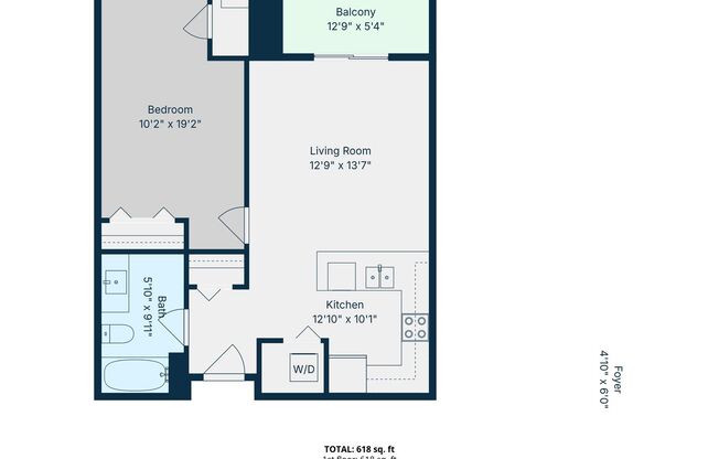 1 bed, 1 bath, 637 sqft, $1,500, Unit 606
