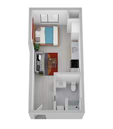 Studio, 1 bath, 330 sqft, $750