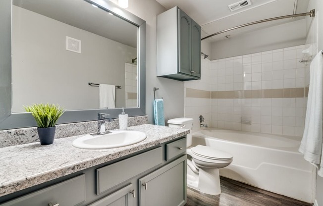 a bathroom with a sink toilet and a mirror