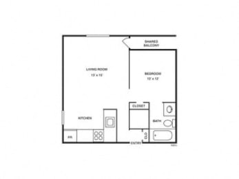 1 bed, 1 bath, 480 sqft, $2,150