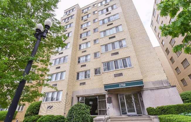 Exterior of sherry hall apartments in glover park washington dc