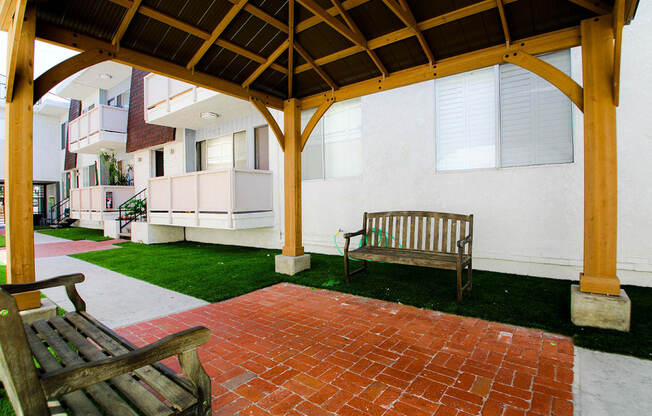 Courtyard gazebo and seating area.