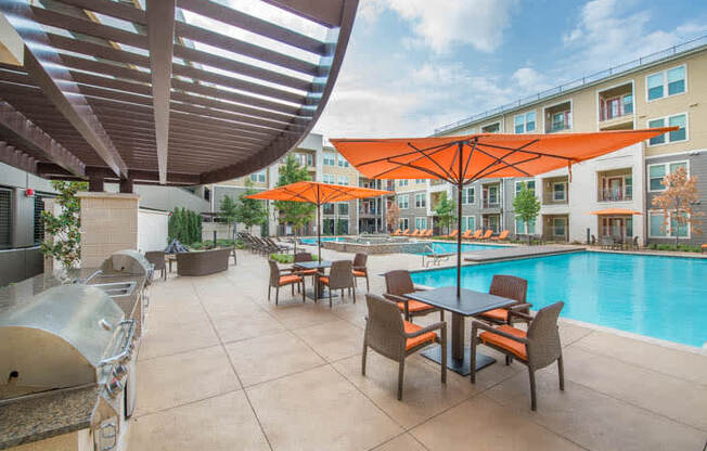 Poolside Sundeck And Grilling Area at Aviator West 7th, Texas