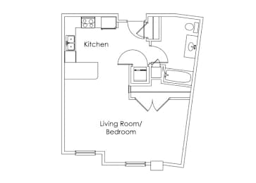 Studio, 1 bath, 665 sqft, $1,476
