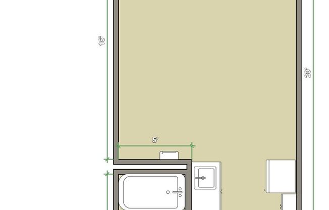 Studio, 1 bath, $700, Unit 2
