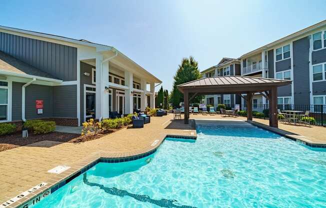 the preserve at ballantyne commons pool and apartment buildings