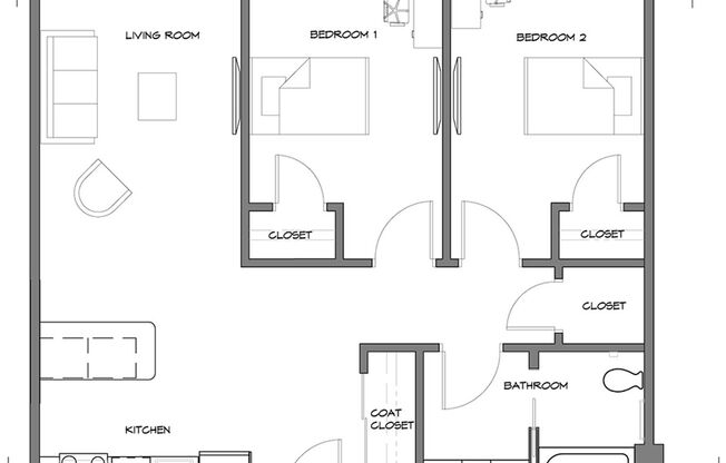 2 beds, 1 bath, 984 sqft, $2,100, Unit 222