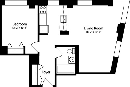 1 bed, 1 bath, 658 sqft, $4,521, Unit 14U