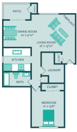 1 bed, 1 bath, 792 sqft, $1,090