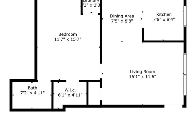 1 bed, 1 bath, 540 sqft, $1,400, Unit B