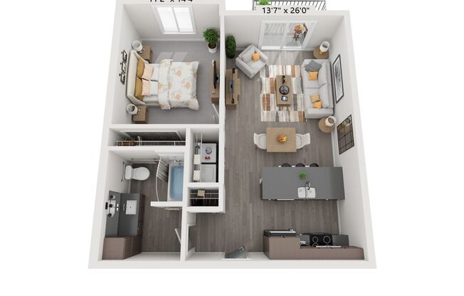 1 bed, 1 bath, 723 sqft, $1,120, Unit 110