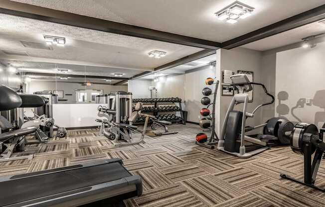 A well-equipped gym with a variety of exercise machines