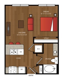 Studio, 1 bath, 506 sqft, $1,394