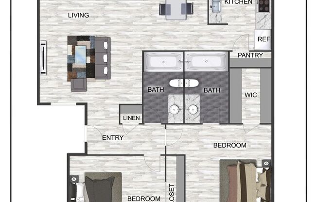 2 beds, 2 baths, 979 sqft, $1,515, Unit 224