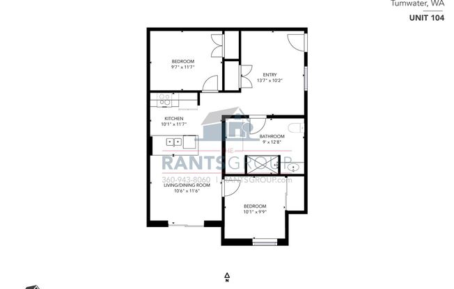 2 beds, 1 bath, $1,650, Unit 104