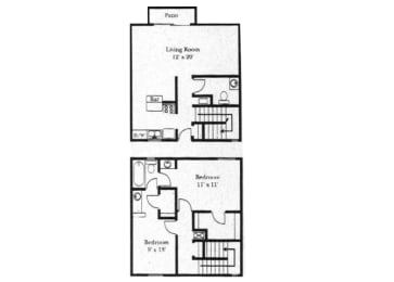 2 beds, 1.5 baths, 1,100 sqft, $1,299