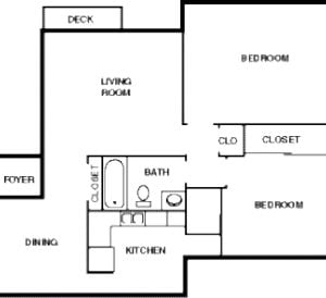 2 beds, 1 bath, 960 sqft, $1,127