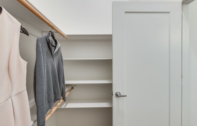 West 38 Apartments Model Large Closet with Shelving
