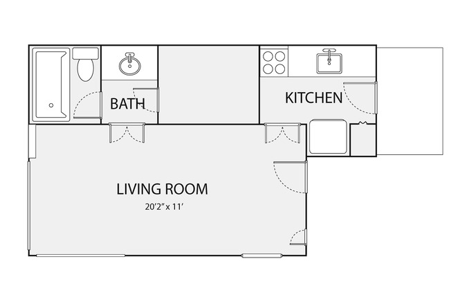 Studio, 1 bath, 411 sqft, $1,099