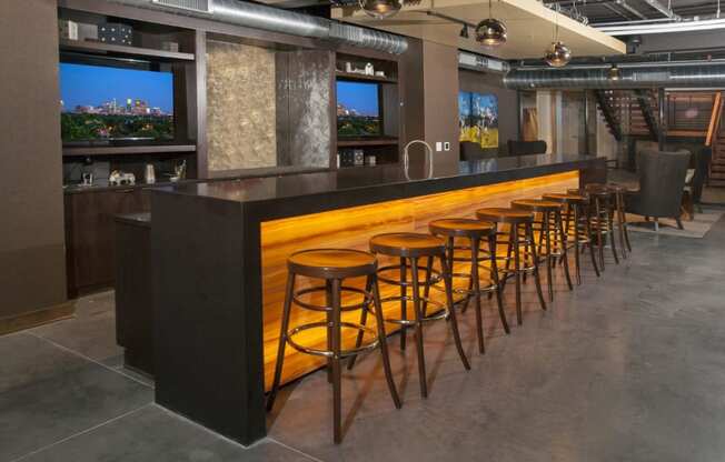 Bar Seating in Club Room at 700 Central in Minneapolis, MN
