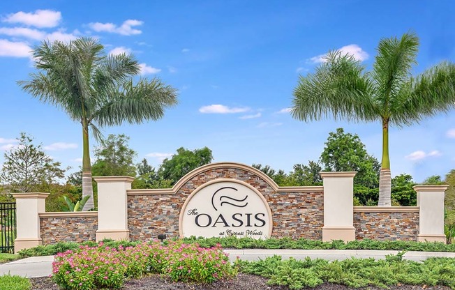 Entrance Sign at The Oasis at Cypress Woods, Florida, 33966