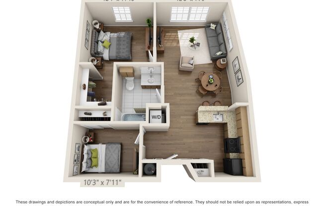 2 beds, 1 bath, 833 sqft, $2,320, Unit 104