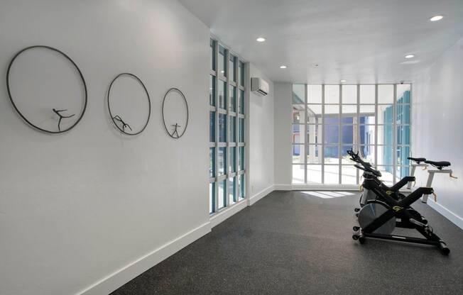 Yoga room with an exercise bike at Presidio Palms Apartments, Tucson