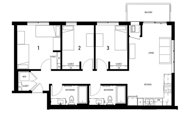 3 beds, 2 baths, 1,028 sqft, $2,670, Unit 714