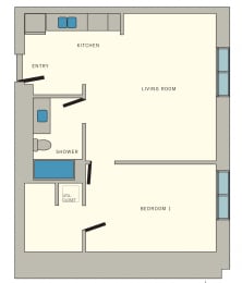 1 bed, 1 bath, 751 sqft, $907