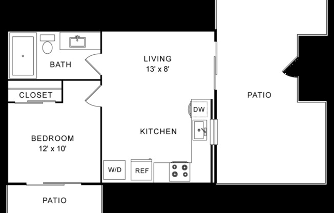 Studio, 1 bath, 588 sqft, $2,669