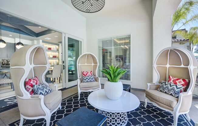 lounge with two chairs and a table.