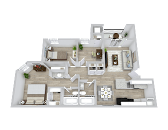 2 beds, 2 baths, 927 sqft, $1,199