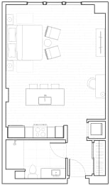 Studio, 1 bath, 628 sqft, $2,547