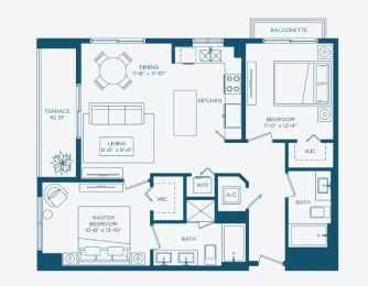 2 beds, 2 baths, 1,045 sqft, $2,912