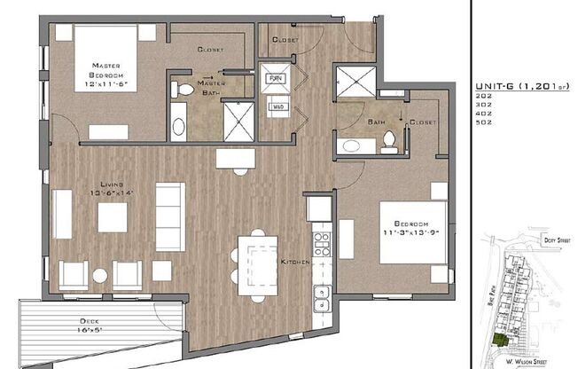 2 beds, 2 baths, 1,201 sqft, $2,895, Unit 202