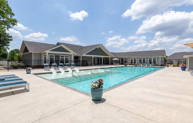 our apartments have a resort style pool with lounge chairs