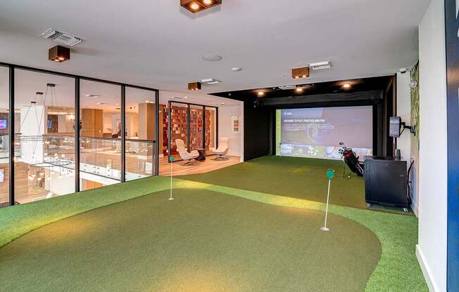 Virtual golf with putting green