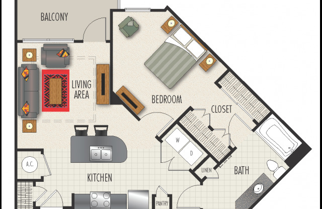 1 bed, 1 bath, 767 sqft, $1,305