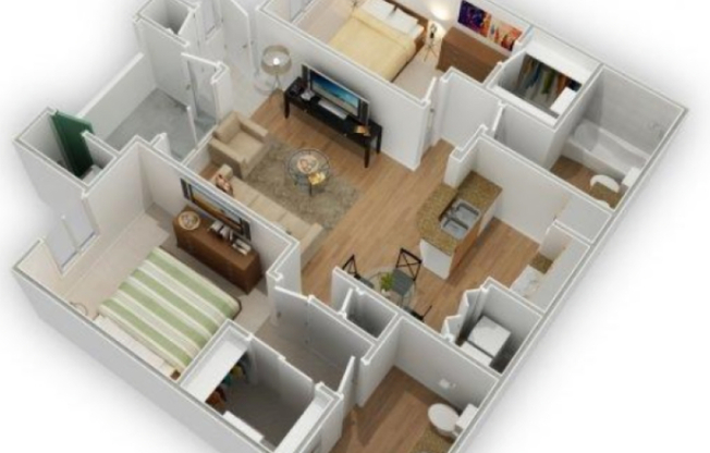 2 beds, 2 baths, 1,052 sqft, $1,605