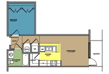 1 bed, 1 bath, 533 sqft, $1,020