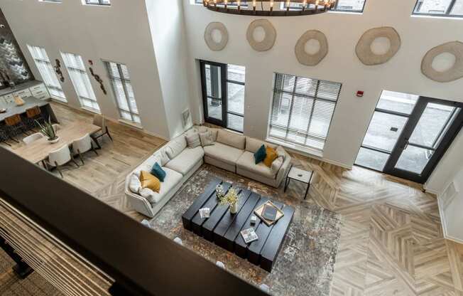 Living room view at Meeder Flats Apartment Homes, Cranberry Township