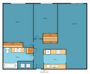 2 beds, 1 bath, 860 sqft, $1,735