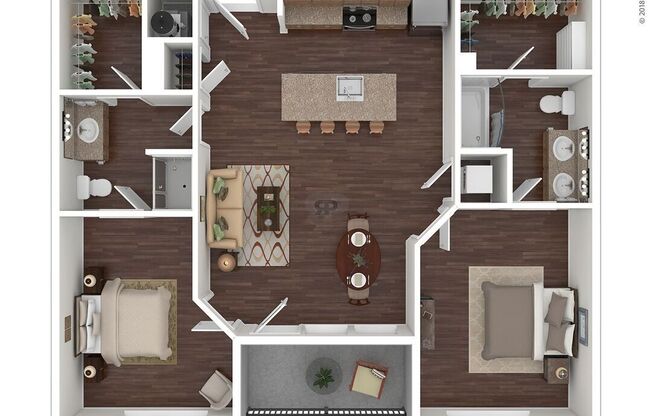 2 beds, 2 baths, 952 sqft, $1,525