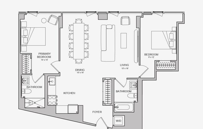 2 beds, 2 baths, $7,350, Unit PH228