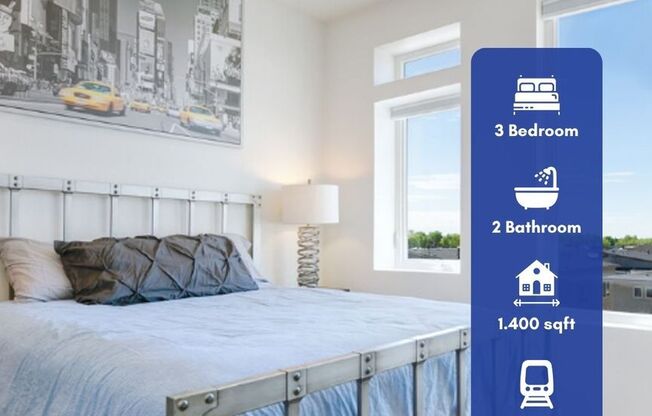 3 beds, 2.5 baths, 1,400 sqft, $1,895, Unit A104